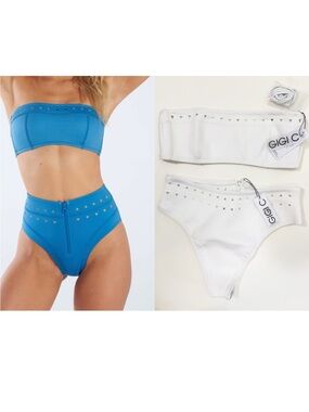 NWT Gigi C McKenzie White Bikini Swimsuit Large